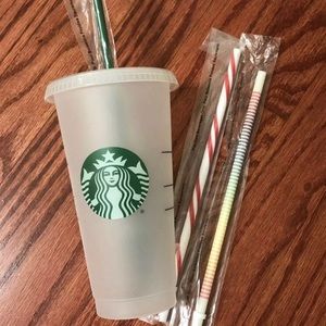 Starbucks Reusable Venti Tumbler w/ 3 Straws NEW